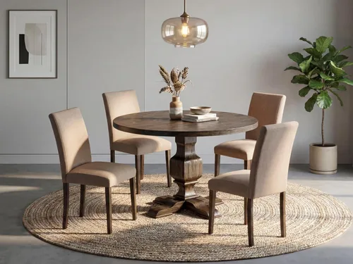 Miniatura 2 de East West Furniture I3AB5-747 - Juego de mesa de comedor de 5 piezas para 4 personas, incluye una mesa de cocina redonda con pedestal y 4 sillas