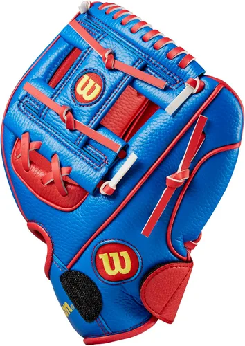 Miniatura 3 de Wilson A200 - Guantes de béisbol para jóvenes Real/Rojo/Amarillo