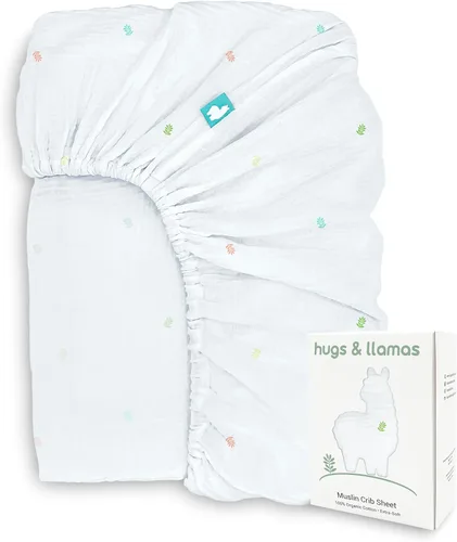 Miniatura 10 de Hugs & Llamas Sábana bajera ajustable de muselina de algodón 100% orgánico Sábanas de cuna premium para niños y niñas Sábanas orgánicas