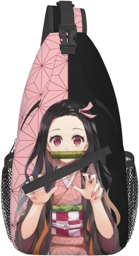Aolazw Mochila de anime Nezukos unisex cruzada mochila manga solo hombro bolsa pecho bolsa Cosplay Daypack, N1, Mochilas Sling
