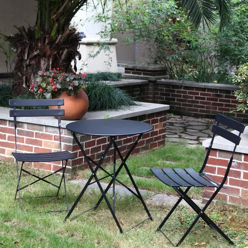 Miniatura 9 de Grand patio Juego de bistró plegable de 3 piezas, 2 sillas y 1 mesa, resistente a la intemperie para exteriores e interiores, juego de conversación