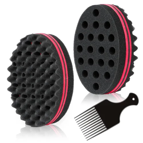 Miniatura 3 de Magic Twist - Esponja de pelo de peluquería, herramienta de peinado para rizos afro, bobinas, rastas (paquete de 2)