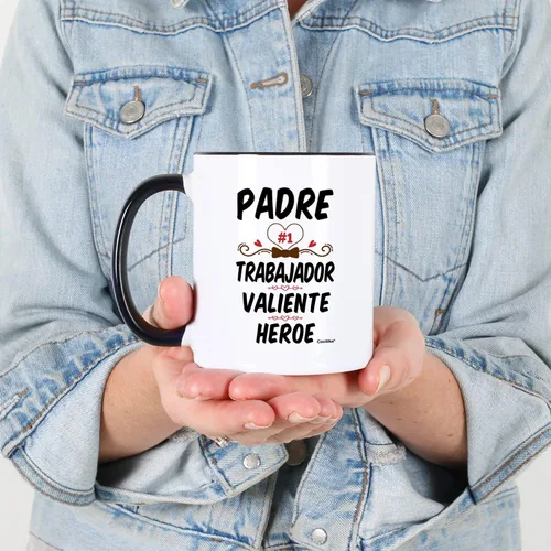 Miniatura 4 de Casitika Regalos para papa. Día del Padre Regalos. Taza Padre Trabajador Valiente Heroe de 11 onzas. Tazas para el día del padre.