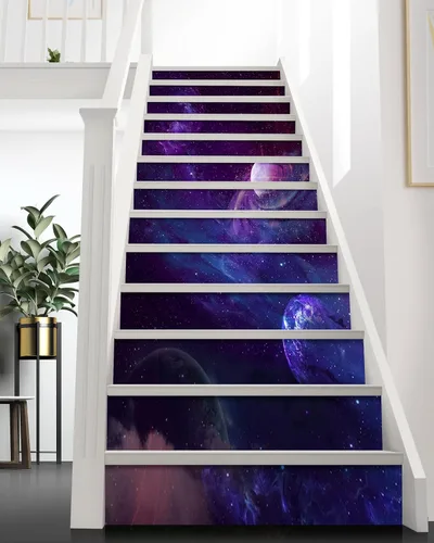 Miniatura 2 de FLFK Calcomanías para escaleras - Adhesivos para escaleras tipo pela y pega, Calcomanías para elevadores de escalera estilo cascada autoadhesivas