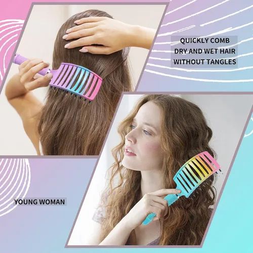 Miniatura 3 de 2 unidades de cepillo desenredante que elimina los nudos sin dolor, añade brillo y suaviza el cabello, cepillo desenredante de cerdas de jabalí