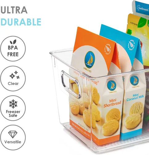 Miniatura 7 de Vtopmart - 2 unidades de contenedores de plástico transparente con asas para organizar y almacenar artículos y alimentos, ideales para cocina