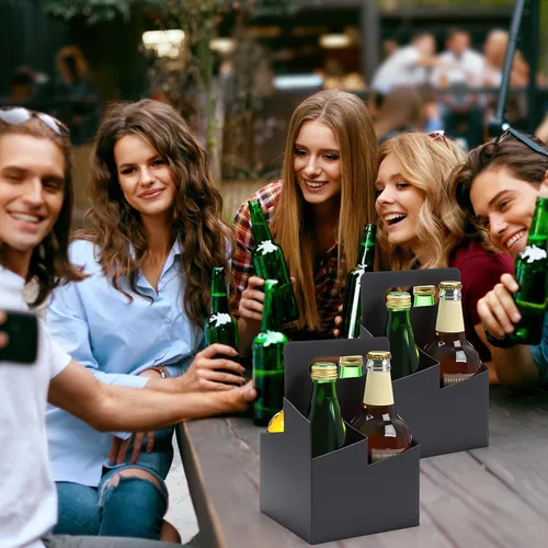 Miniatura 4 de Jetec 50 piezas Portador de bebidas de 4 tazas con asa, portador de cerveza de cartón kraft, portavasos desechable para bebidas calientes o frías