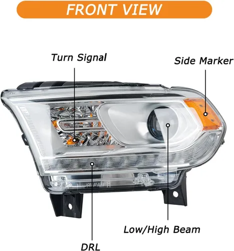 Miniatura 2 de Para 2016-2018 Dodge Durango Conjunto de faros HID, lámpara del lado del conductor (izquierdo) de repuesto CH2502298