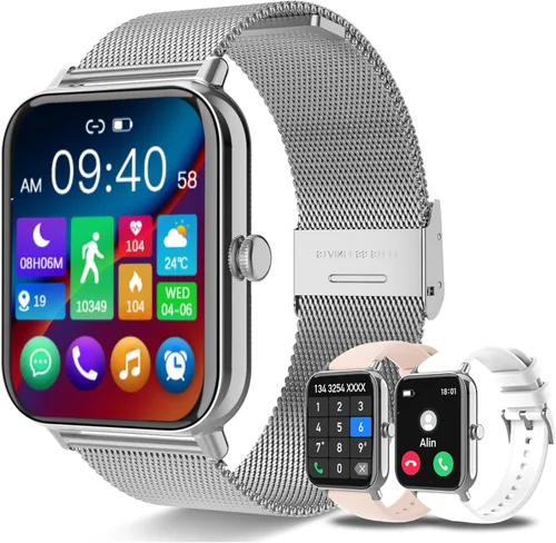 Reloj inteligente para hombres y mujeres (respuesta/hacer llamadas) 1.85 pulgadas HD Fitness Tracker Smartwatch para Android iPhone con seguimiento