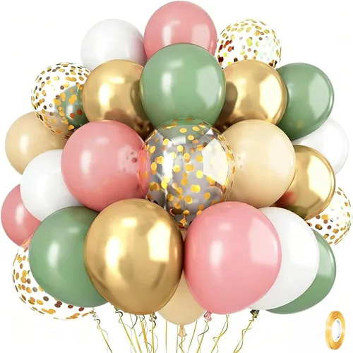 Miniatura 11 de Globos de látex de confeti azul turquesa, azul claro, menta, verde, plateado y blanco, juego de globos de látex de confeti, azul aguamarina, blanco