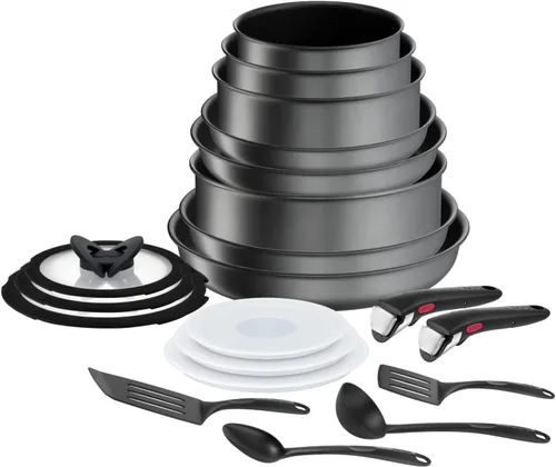Tefal Ingenio Daily Chef ON L7619402 - Juego de 20 sartenes antiadherentes, 22, 24, 26 y 11.0 in, cacerolas de 16, 18 y 7.9 in, tapas herméticas de