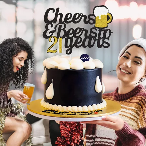 Miniatura 6 de Decoración para tarta de feliz cumpleaños número 21 – Decoración para tartas de cumpleaños de 21 años – Suministros para fiesta de cumpleaños de 21