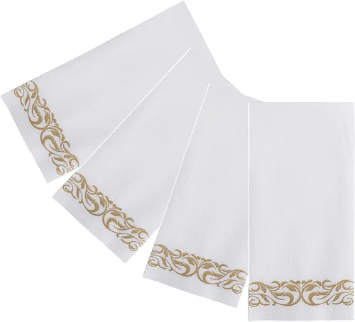 Miniatura 7 de FOCUSLINE 200 toallas de baño desechables con tacto de lino, toallas de mano de papel suaves y absorbentes para invitados, toallas de mano de papel