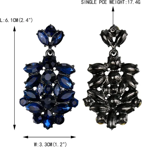 Miniatura 5 de EVER FAITH Costume Jewelry Marquise Austrian Crystal Art Deco Banquet Dangle Earrings for Women Bridal