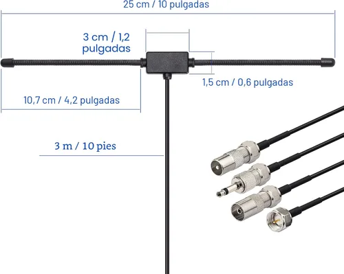 Miniatura 7 de Bingfu Antena dipolo de radio FM para receptor estéreo interior Pioneer Onkyo Yamaha Marantz Bose Wave Sistema de música FM Radio FM Receptor