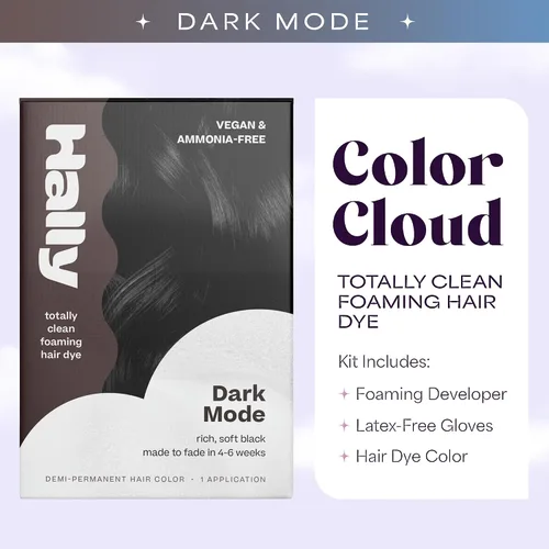 Miniatura 3 de Hally Hair Color Cloud - Espuma de color semipermanente para el cabello en negro, dura hasta 25 lavados, sin amoníaco, sin blanqueador, 4 onzas Modo