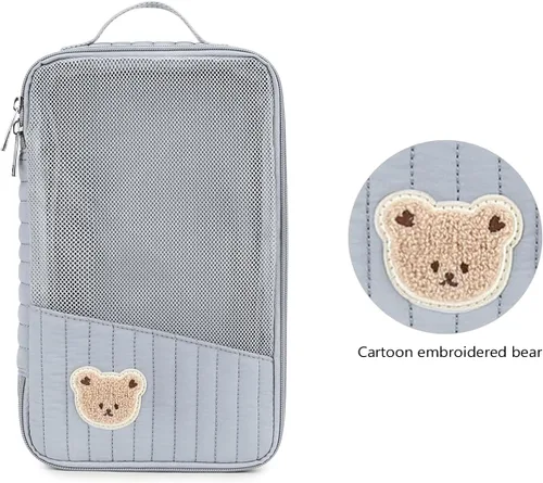 Miniatura 4 de Bolsas organizadoras para pañales para bebé, paquete de 2 bolsas impermeables para colgar pañales, bolsa de malla de oso de conejo, reutilizable