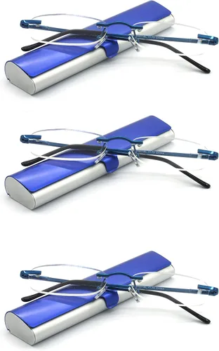 Miniatura 6 de Gafas de lectura sin montura con estuche delgado para hombres y mujeres, negro, dorado y plomizo, azul y rojo Oro