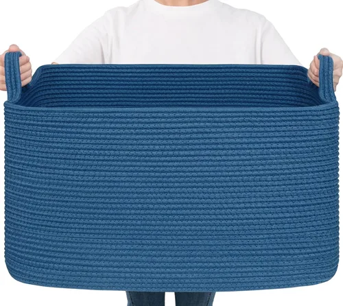 Miniatura 9 de Goodpick Cesta Grande de Almacenamiento de Juguetes, Cestas de Cuerda de Algodón Gris Contenedor de Almacenamiento de Juguetes para Bebé, Niños