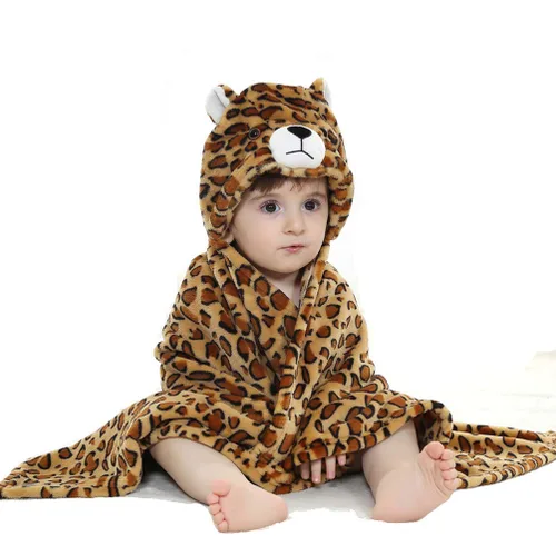 Miniatura 12 de TONWHAR Manta con capucha de cara de animal para bebés y niños de 0 a 4 años, manta de felpa para después del baño (conejo)