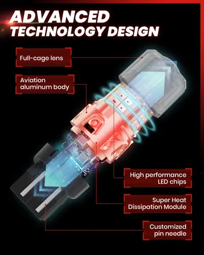Miniatura 5 de LASFIT Bombillas LED L2 7440 7443 de luz de freno roja, luces traseras, súper brillantes T20 7441 7444 W21W reemplazo para luces traseras de parada