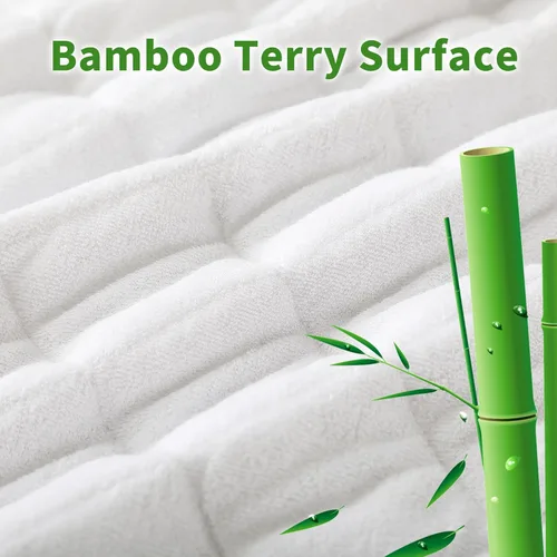 Miniatura 8 de Protector de colchón 100% impermeable de viscosa de bambú, sábana bajera acolchada con bolsillo profundo de 8 a 16 pulgadas, fibra de enfriamiento