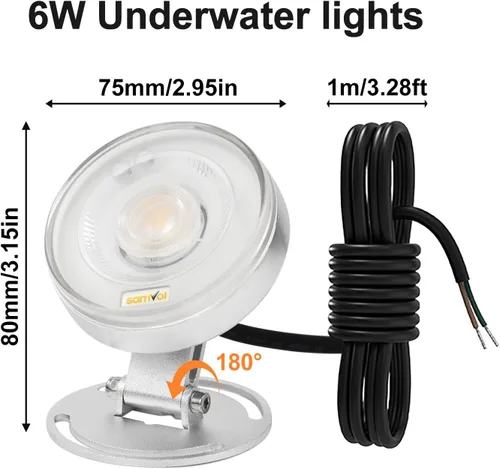 Miniatura 3 de Luz LED subacuática para estanque, aluminio resistente de 12 V, 3000 K, blanco cálido, IP68, impermeable, lámpara de paisaje para piscina, fuente
