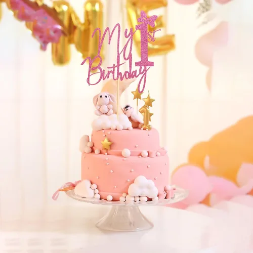 Miniatura 4 de Decoración para pastel de primer cumpleaños, decoración de pastel de Miss Onederful, decoraciones de fiesta de primer cumpleaños para niña, Rosa
