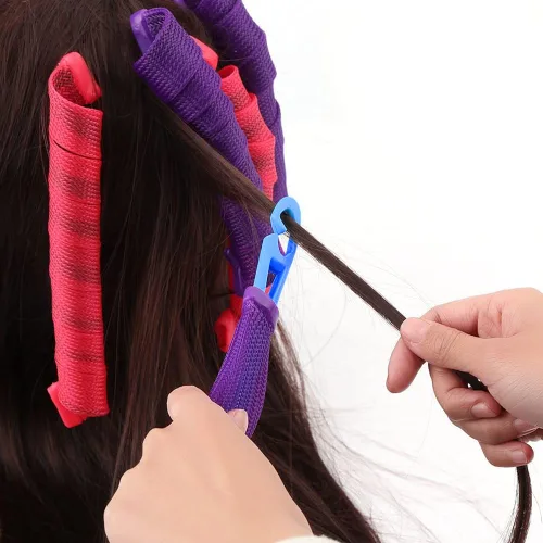Miniatura 7 de Rizadores de pelo de 22 pulgadas gancho sin calor rizos gancho rizadores de pelo estilo (azul)