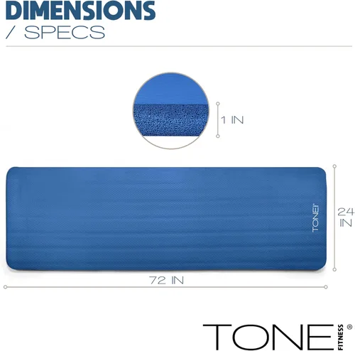 Miniatura 4 de Tone Fitness Esterilla de yoga de 1 pulgada de grosor Alfombrilla de ejercicio antideslizante de alta densidad con correa de transporte para yoga