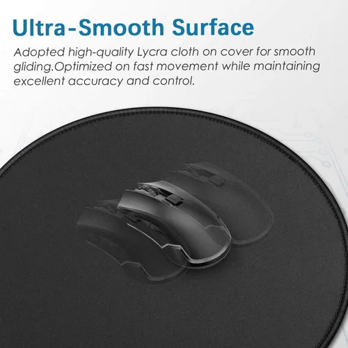 Miniatura 4 de Alfombrilla redonda para mouse con borde cosido, base de goma antideslizante texturizada de alta calidad, alfombrilla para mouse para oficina