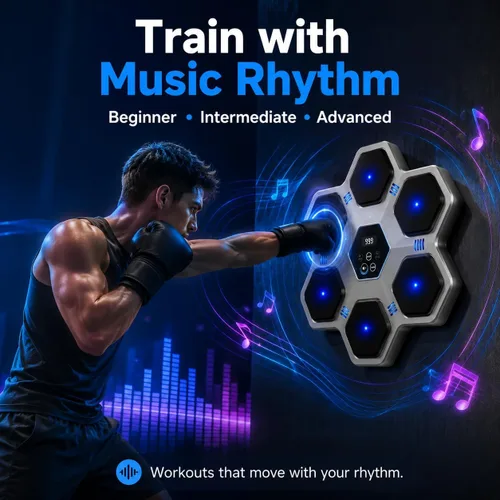 Miniatura 7 de Music Boxing Machine with Gloves for Adults & Kids,5 Button LCD Touch Control with One Button Mute & Rhythm Recognition,17.3'' Large Size Wall
