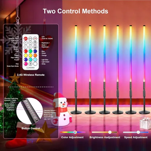 Miniatura 7 de Paquete de 6 tubos de luz RGB con soporte de 4 pies, varita de luz LED de 5000 mAh, 5000 mAh, 500 efectos de iluminación, barra LED portátil