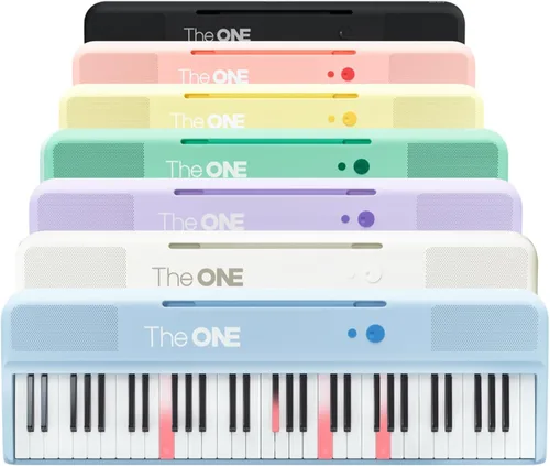 The ONE Teclado inteligente COLOR Teclado de piano de 61 teclas, teclado de música con 256 timbres, 64 polifonía, 2 altavoces, luces LED integradas