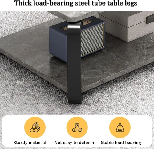 Miniatura 5 de YVYKFZD Mesa auxiliar de madera, mesa central de 2 niveles con patas de metal, mesa de té rectangular para sala de estar, mesa auxiliar de cóctel