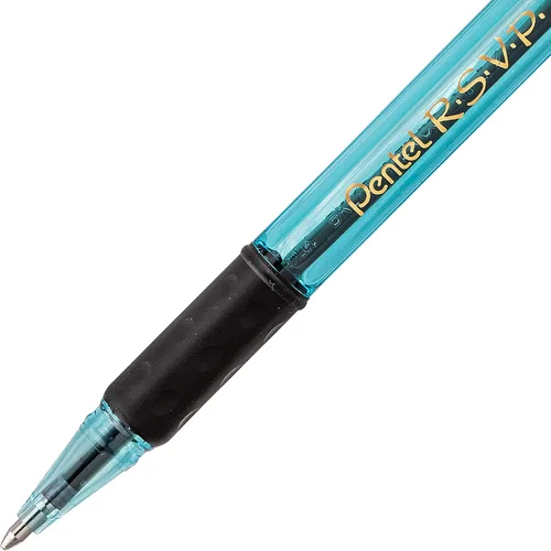 Miniatura 4 de Pentel RSVP Razzle-Dazzle - Bolígrafo (0.039 pulgadas), línea media, barril azul, tinta negra, caja de 12 unidades (BK91RDC-A)