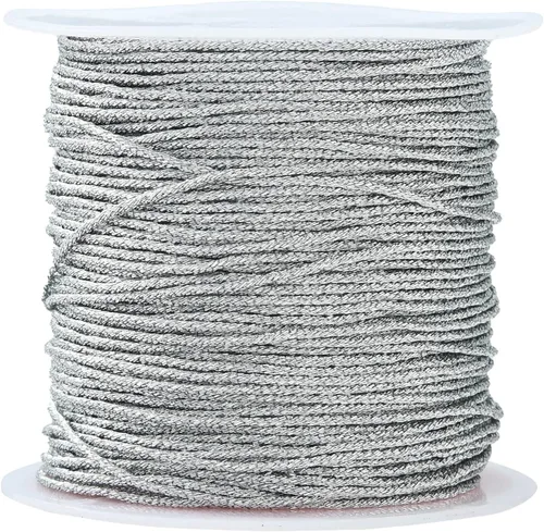 Miniatura 16 de LiQunSweet 10 rollos de 24 yardas (72.2 ft)/rollo de cordones metálicos redondos coloridos de poliéster para collares, pulseras, joyas
