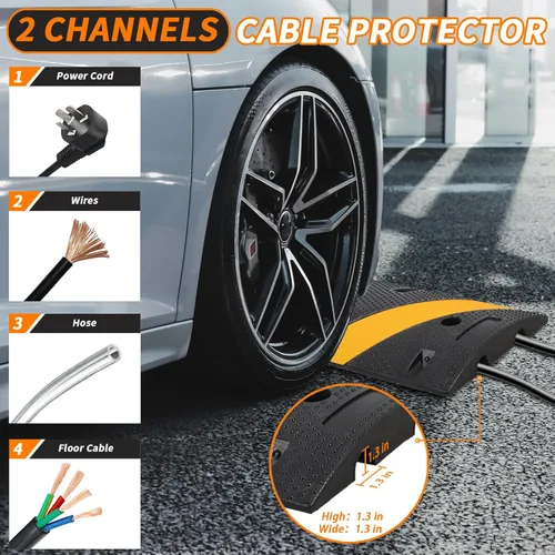 Miniatura 3 de Towallmark Golpe de velocidad de goma de 3.3 pies, 2 paquetes de 2 canales modulares de alta resistencia, capacidad de carga de 25,000 libras, rampa