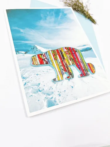 Miniatura 4 de Polar Bear Recycled Card Eco-friendly Handmade from Magazine Iceberg Greeting Card Holiday Card