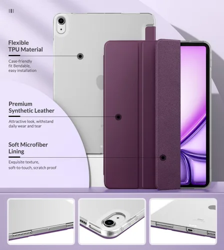 Miniatura 5 de MoKo Funda para iPad Air de 11 pulgadas 7ª/6ª generación M3/M2 2025/2024, iPad Air 5ª/4ª generación de 10.9 pulgadas 2022/2020, cubierta trasera