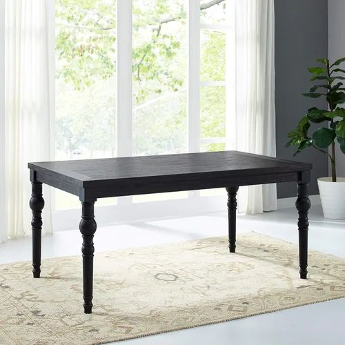 Miniatura 2 de Roundhill Furniture Leviton Urban Style - Juego de comedor de madera lavada oscura: mesa, 4 sillas y banco, gris