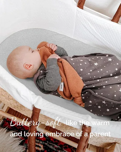 Miniatura 3 de Sábanas bajeras de moisés compatibles con el moisés ovalado SNOO Happiest Baby - Suaves como la mantequilla, comodidad sedosa, sábanas de punto Azul