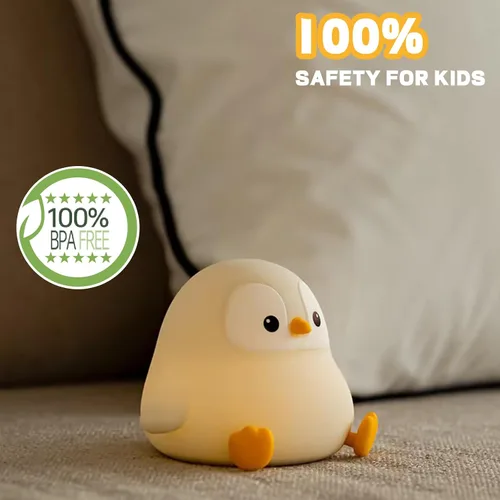 Miniatura 2 de Luz Nocturna de Pingüino para Niños, Linda Lámpara de Pingüino de Silicona para Guardería, Lámparas de Noche Regulables y Esponjosas al Toque