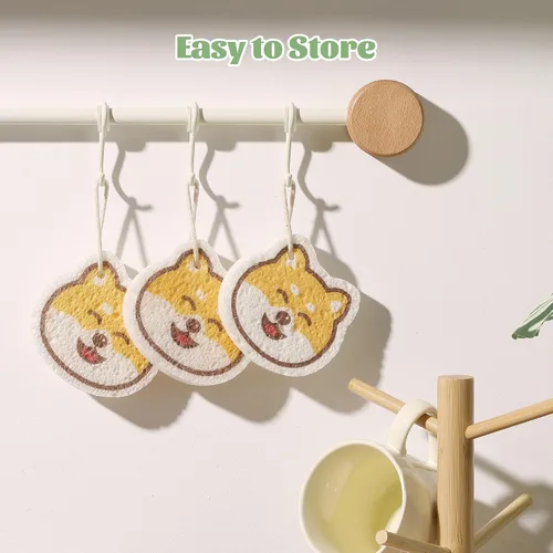 Miniatura 9 de JOYMOOP Esponja de cocina de dibujos animados, esponjas de celulosa para limpieza, esponjas antiarañazos para lavar platos, esponja reutilizable