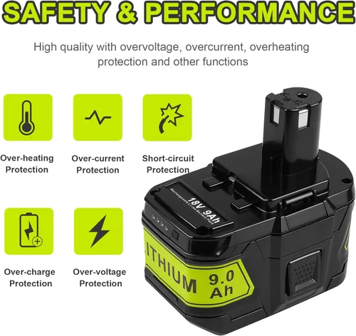 Miniatura 4 de Fancy Buying Batería de 9.0 Ah para Ryobi 18V batería para herramientas inalámbricas Ryobi ONE+P102 P103 P105 P107 P108 P109 P122 (paquete de 2)