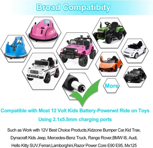 Miniatura 4 de FLHFULIHUA Cargador de batería de 12 voltios para niños, cargador universal para los mejores productos de elección, Wrangler SUV, Kid Trax