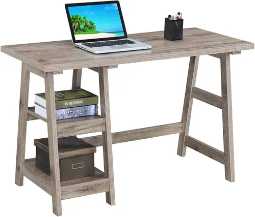 Miniatura 4 de UrbanPro Escritorio de caballete de madera contemporáneo en madera flotante natural