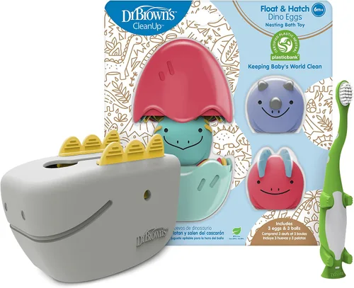Miniatura 11 de Dr. Brown's Huevos de Dino de Limpieza Flotantes y Eclosionadores, Juguete de Baño y Piscina Multiusos Interactivo para Niños Pequeños, 6m+, Libre