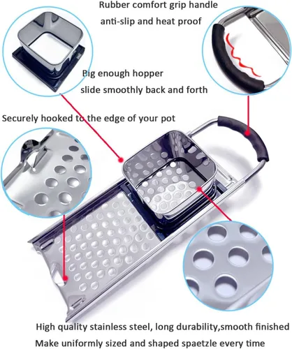 Miniatura 2 de Fabricante de espátulas de acero inoxidable de grado premium, Timesaver hecho en casa tradicional alemán para hacer fideos de huevo, máquina manual