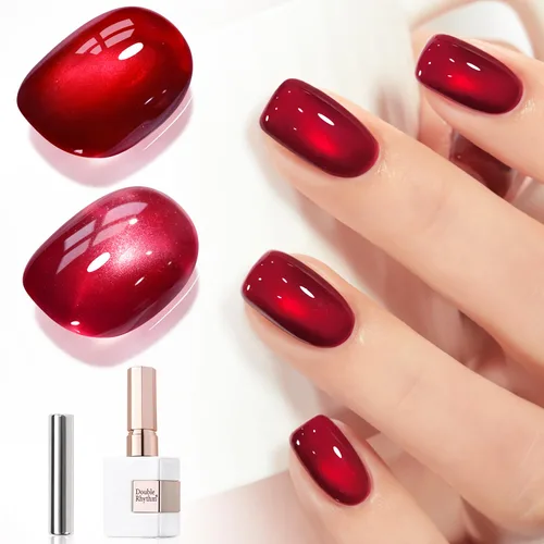Miniatura 72 de Double Rhythm Esmalte de gel Jelly Glass de ojo de gato con imán, 0.5 onzas líquidas, brillo holográfico, brillante, translúcido